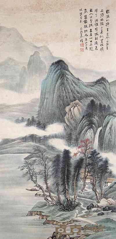 慕凌飞 山水人物 立轴 135×66cm